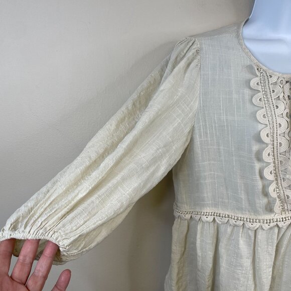 Max Studio Cottagecore Boho Crochet Peasant Top Size M Ivory - Picture 5 of 12